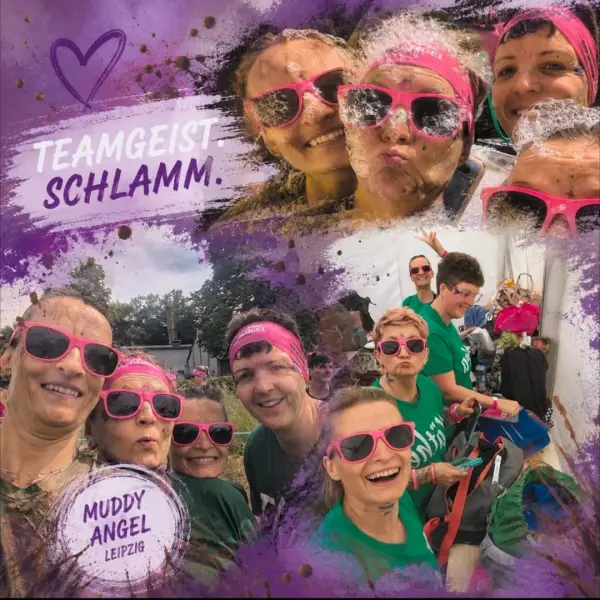 4 Kolleginnen und 1 Ziel: 100 % Teamgeist, aber 200 % Schlamm.💜💜 Muddy Ange ...